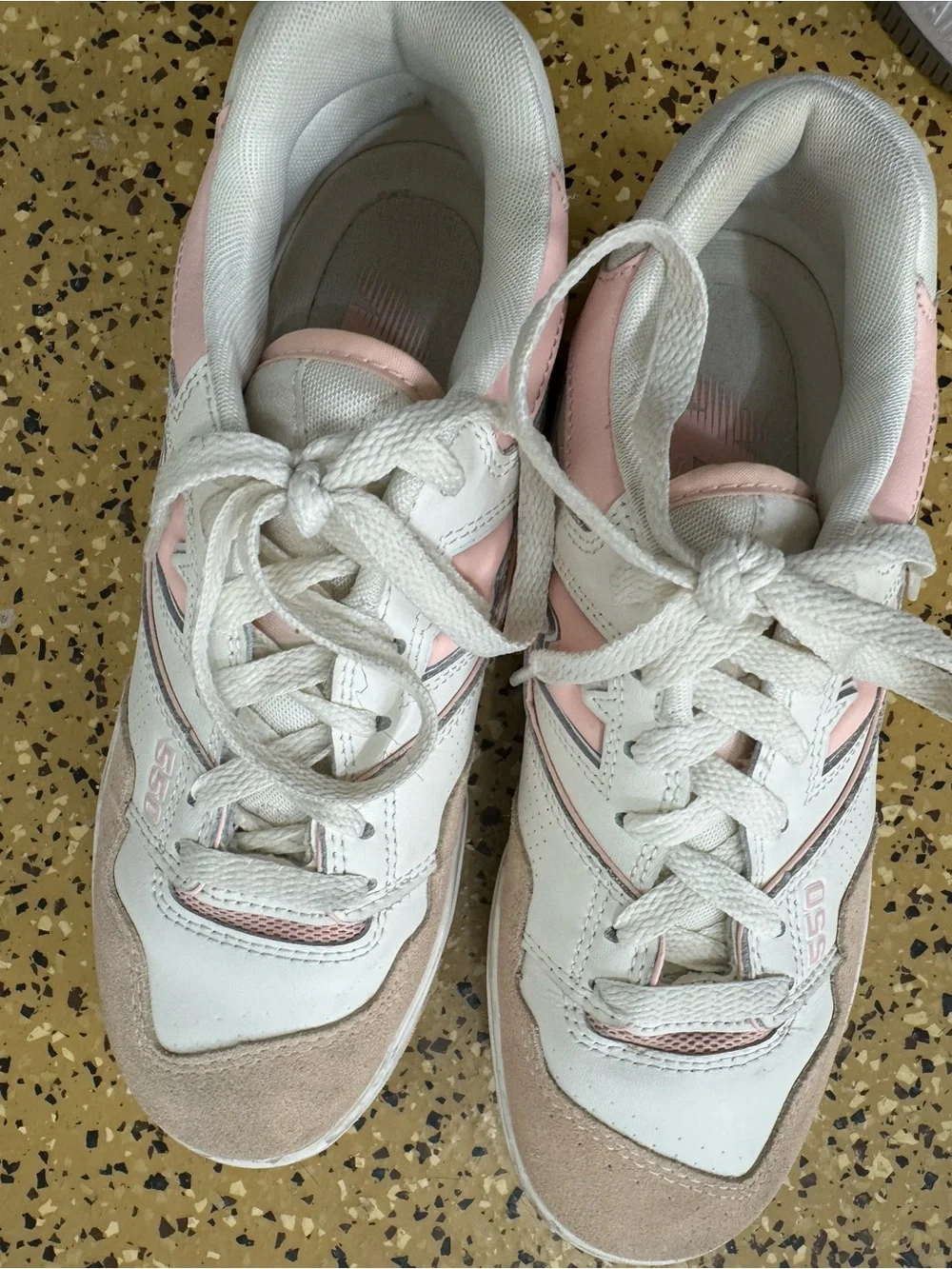 Nike Kids White Sneakers with Pink, Orange and Yellow Accents